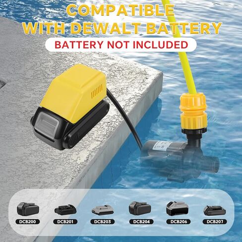 Submersible Water Pump for Dewalt 20V Battery, Quiet Mini Brushless Motor Water Pump Max Lift 8M 1100L/H for Garden, Kiddie Pool, Fish Tank (No Battery) in Kuwait