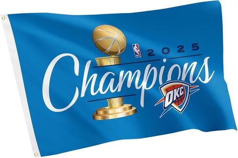 Desert Cactus Oklahoma City Thunder Flag NBA 100% Polyester Indoor Outdoor 3x5 feet National Basketball Association Team Flags (Flag 2025 Championship) in Kuwait