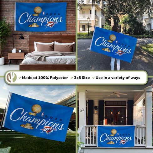 Desert Cactus Oklahoma City Thunder Flag NBA 100% Polyester Indoor Outdoor 3x5 feet National Basketball Association Team Flags (Flag 2025 Championship) in Kuwait