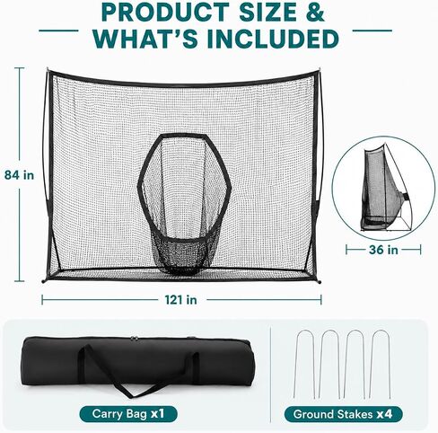 Golf Net for Backyard, Portable Golf Practice Hitting Net with Carry Bag, Heavy Duty Indoor Outdoor Golf Training Net for Home Garage, Easy Setup Personal Range for Golfers Swing Practice, Black in Kuwait