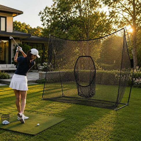 Golf Net for Backyard, Portable Golf Practice Hitting Net with Carry Bag, Heavy Duty Indoor Outdoor Golf Training Net for Home Garage, Easy Setup Personal Range for Golfers Swing Practice, Black in Kuwait