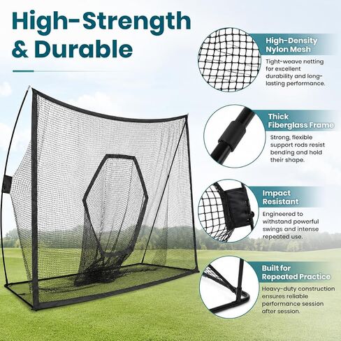Golf Net for Backyard, Portable Golf Practice Hitting Net with Carry Bag, Heavy Duty Indoor Outdoor Golf Training Net for Home Garage, Easy Setup Personal Range for Golfers Swing Practice, Black in Kuwait