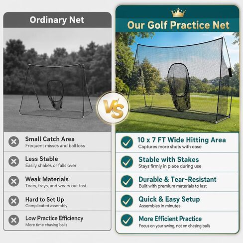 Golf Net for Backyard, Portable Golf Practice Hitting Net with Carry Bag, Heavy Duty Indoor Outdoor Golf Training Net for Home Garage, Easy Setup Personal Range for Golfers Swing Practice, Black in Kuwait