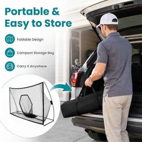 Golf Net for Backyard, Portable Golf Practice Hitting Net with Carry Bag, Heavy Duty Indoor Outdoor Golf Training Net for Home Garage, Easy Setup Personal Range for Golfers Swing Practice, Black in Kuwait
