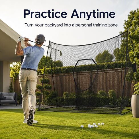Golf Net for Backyard, Portable Golf Practice Hitting Net with Carry Bag, Heavy Duty Indoor Outdoor Golf Training Net for Home Garage, Easy Setup Personal Range for Golfers Swing Practice, Black in Kuwait
