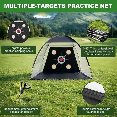 10x7FT Golf Net with Practice Net, Premium Golf Hitting Aid Nets for Backyard Driving Training Chipping with Tri-Turf Mat for Outdoor Indoor, Suitable for Men Dad and Golfer in Kuwait