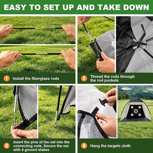 10x7FT Golf Net with Practice Net, Premium Golf Hitting Aid Nets for Backyard Driving Training Chipping with Tri-Turf Mat for Outdoor Indoor, Suitable for Men Dad and Golfer in Kuwait
