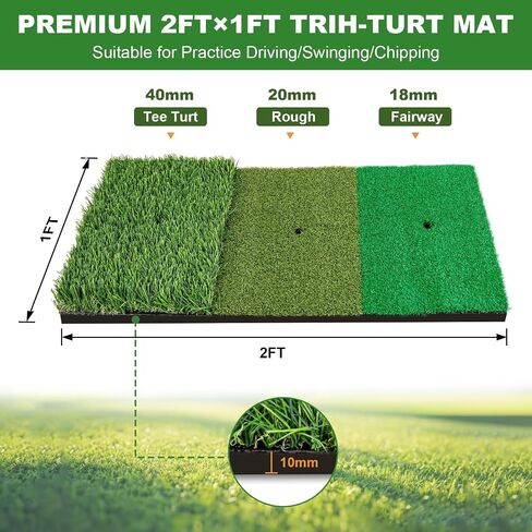 10x7FT Golf Net with Practice Net, Premium Golf Hitting Aid Nets for Backyard Driving Training Chipping with Tri-Turf Mat for Outdoor Indoor, Suitable for Men Dad and Golfer in Kuwait