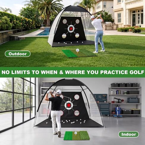 10x7FT Golf Net with Practice Net, Premium Golf Hitting Aid Nets for Backyard Driving Training Chipping with Tri-Turf Mat for Outdoor Indoor, Suitable for Men Dad and Golfer in Kuwait