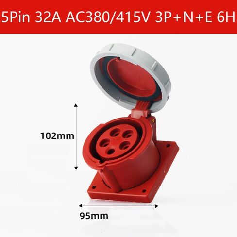 1 مجموعة موصل صناعي مقاوم للماء مجموعة مخفية 5Pin 32A 380V-415V 3P + E + N 6H IP67 IEC60309 توصيل مقبس الطاقة للطيران والصناعة in Kuwait