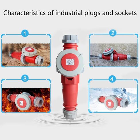 IEC 60309 Waterproof Industrial Connector Plug 4Pin 63A 380V-415V 3P+E 6H IP67 Male Power Connecting for Aviation and Industry in Kuwait