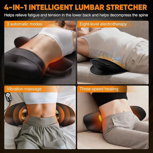Electric Lumbar Traction Device for Lower Back Pain Relief, Multifunctional Lumbar Stretcher with Dynamic Traction, Red Light Therapy, 8-Level Electrotherapy, 3-Level Thermal Therapy, Vibration in Kuwait