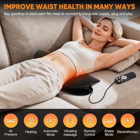 Electric Lumbar Traction Device for Lower Back Pain Relief, Multifunctional Lumbar Stretcher with Dynamic Traction, Red Light Therapy, 8-Level Electrotherapy, 3-Level Thermal Therapy, Vibration in Kuwait