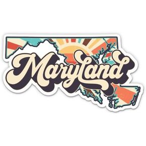Maryland Retro Style State Vinyl Sticker - Car Phone - 3" in Saudi Arabia