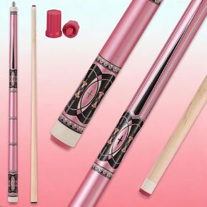 Pink Pool Cue Stick Set(20 oz), 58 inch Canadian Maple Cue Stick with 12mm Pink Leather Tip and Joint Protector, Professional Billiard Cue Stick Gifts for Ladies in Saudi Arabia