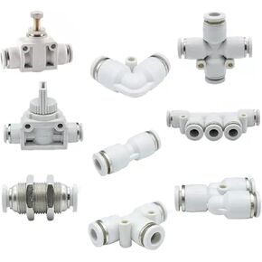 PU PV PY PE PM White Pneumatic Fitting Hose 4/6/8/10/12mm Connector Fittings Accessories 1Pcs(PU,Use 4mm hose) in Kuwait