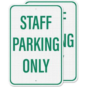 2 Pack Staff Parking Sign 18 × 12 Inches High Reflective Waterproof Aluminum Signage with Pre-Drilled Holes for Office Business Warehouse Private Property in Saudi Arabia