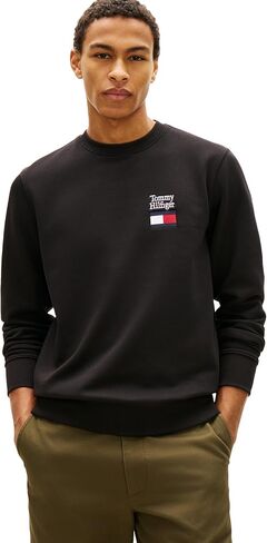Tommy Hilfiger Men's Medium Weight Crewneck Pullover Sweatshirt With Embroidered Flag Graphic in Kuwait