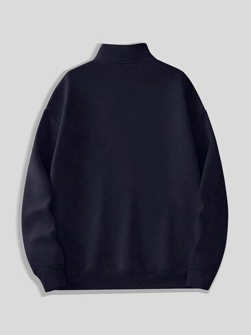 Men's Sweatshirts - Quarter-Zip Pullover Long Sleeve Graphic Long Sleeve Unsex Vintage Tops Navy Blue in Kuwait