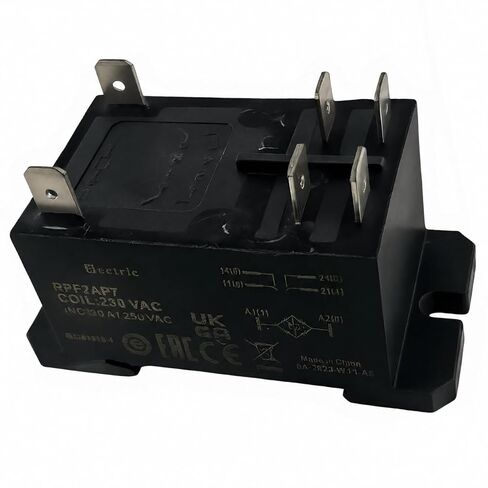 حزمة واحدة من مرحل الطاقة RPF2AP7، ملف 230VAC، 30A 250/277VAC، DPST-NO 2NO، توصيل سريع 6 علامات تبويب، حامل DIN للسكك الحديدية/اللوحة، مرحل التحكم الصناعي المتوافق مع Schneider Electric Harmony RPF Telemecanique in Kuwait
