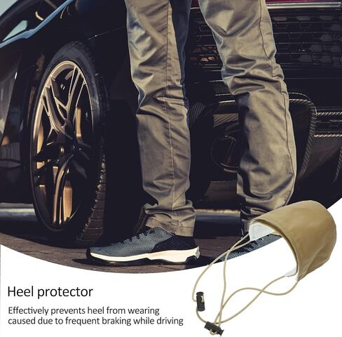 Wear-Resistant Driving Shoe Heel Cover 2pcs Set, Khaki Shoe Protector for Brake Throttle, Anti-Friction Heel Support for Car Drivers in Kuwait