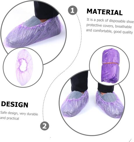 Homoyoyo 200pcs Disposable Indoor Shoe Covers Non- Booties Thickened Pe Plastic and Breathable for Home Use in Kuwait