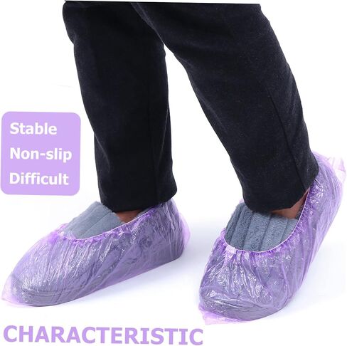 Homoyoyo 200pcs Disposable Indoor Shoe Covers Non- Booties Thickened Pe Plastic and Breathable for Home Use in Kuwait