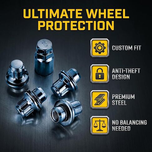 5PCS M12x1.5 Wheel Lock Nuts, 37mm Height, Flat Mag Seat, Fit Toyota Camry 1983-2024, Corolla 2003-2024, RAV4 1994-2024, Sienna 1998-2024, Matrix 2003-2014,Avalon,Venza,Prius,Highlander 2004-2024 in Kuwait