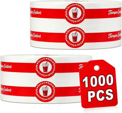 1" x 9" Tamper Proof Stickers, 500Pcs Self Adhesive Cup Stickers Safe Secure Tamper Evident Seals, for Coffee Milk Tea Takeout Beverage Cup Sealing, Food Delivery Security Stickers (Red) in Kuwait