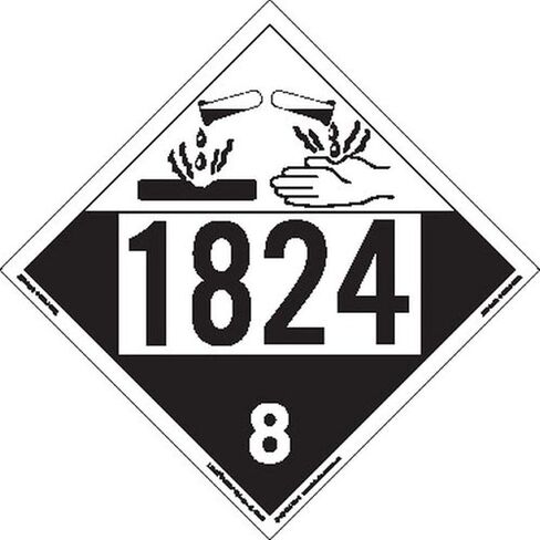 Labelmaster ZT4-1824 UN 1824 Corrosive Hazmat Placard, Tagboard (Pack of 25) | Polycoated Tagboard For Slide-In Holders, Short-Trip Fleet Marking, Trucks, Trailers And Containers in Kuwait