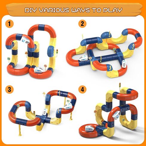 Electric Train Set with 3D Magic Flexible Race Tracks for Kids, Race Car Track Easy to Detach and Store Dinosaur Toys for 3 4 5 6 7 8 Years Old Boys Girls in Kuwait
