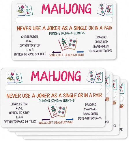4 Pack Mahjong Line Finder, American Mah Jongg Line Reader Rules Helper with Quick Reference, White Acrylic Card Guide Marker with Center Slot, Mahjong Accessories Gift for Beginners in Kuwait