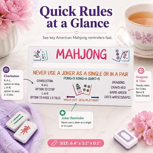 4 Pack Mahjong Line Finder, American Mah Jongg Line Reader Rules Helper with Quick Reference, White Acrylic Card Guide Marker with Center Slot, Mahjong Accessories Gift for Beginners in Kuwait