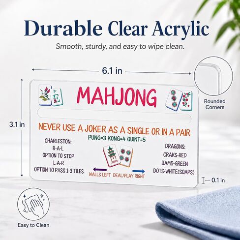 4 Pack Mahjong Line Finder, American Mah Jongg Line Reader Rules Helper with Quick Reference, White Acrylic Card Guide Marker with Center Slot, Mahjong Accessories Gift for Beginners in Kuwait