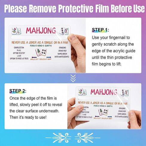 4 Pack Mahjong Line Finder, American Mah Jongg Line Reader Rules Helper with Quick Reference, White Acrylic Card Guide Marker with Center Slot, Mahjong Accessories Gift for Beginners in Kuwait