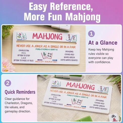 4 Pack Mahjong Line Finder, American Mah Jongg Line Reader Rules Helper with Quick Reference, White Acrylic Card Guide Marker with Center Slot, Mahjong Accessories Gift for Beginners in Kuwait