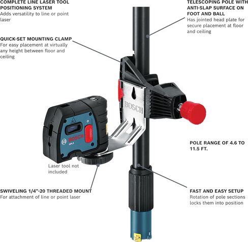 BOSCH BP350 Telescoping Pole with 1/4 Inch-20 Laser Mount in Kuwait