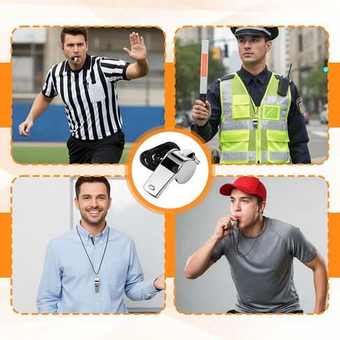 6 قطع من صفارات المدرب، صفارات من الفولاذ المقاوم للصدأ، صفارات الحكم مع حبل، صوت عالٍ واضح لكرة السلة وكرة القدم والتدريب والطوارئ والمعلمين والخارجية (6) in Kuwait