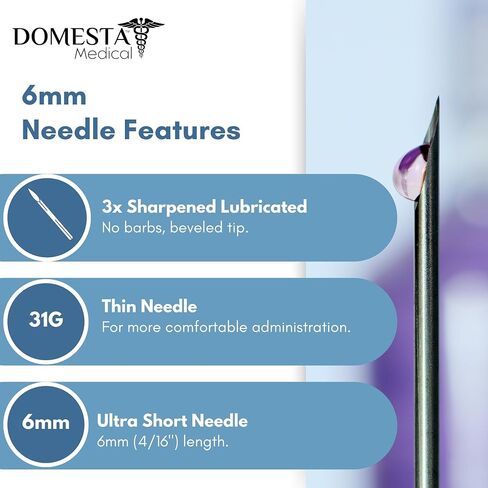 1mL (1cc) U-100 31G 1/4" (6mm) Short Needle Syringes, Disposable, Individually Sterilized and Packaged, Pack of 20. Smooth Plunger, Triple Sharpened in Kuwait