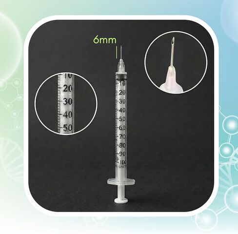 1mL (1cc) U-100 31G 1/4" (6mm) Short Needle Syringes, Disposable, Individually Sterilized and Packaged, Pack of 20. Smooth Plunger, Triple Sharpened in Kuwait