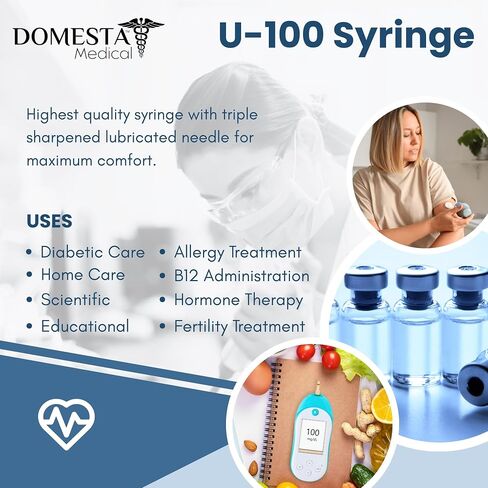 1mL (1cc) U-100 31G 1/4" (6mm) Short Needle Syringes, Disposable, Individually Sterilized and Packaged, Pack of 20. Smooth Plunger, Triple Sharpened in Kuwait