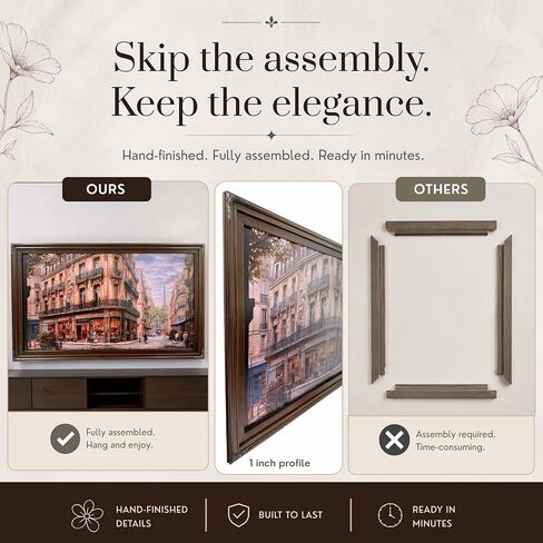إطار تلفزيوني 55 بوصة لتلفزيون Hisense Canvas. إطار خشبي حقيقي ، إنهاء الجوز المظلم (ليس للاستخدام مع الطرز الأخرى) in Kuwait