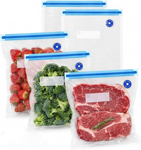 10 PCS Vacuum Sealer Bags for Food, 10 Pcs Medium Size 8.66" x 8.3" Food Storage Bags for Sous Vide Cooking Microwave Heating, Air Valve Zipper Bags & Zip Clips in Kuwait
