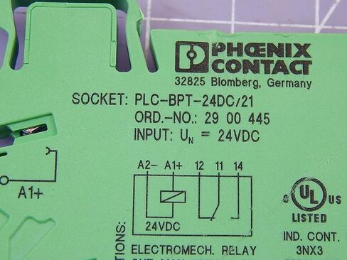 PHOENIX CONTACT PLC-BPT- 24DC/21 (2900445), 0.14-2.5 MM Cross Section, 10 MM Stripping Length, 24 VDC, 26-14 AWG, -40 to +85 Degree C, DIN Rail Mount, LED Display, Push-in Connection, Relay Base in Kuwait