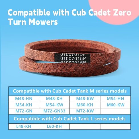 01007015P 01007015 V-Belt Replacement for Cub Cadet Tank Series Zero Turn Mowers Deck Drive Belt for Cub Cadet M48 M54 M60 M72 M723 L48 L60 Lawn Mower, A Section 51.2in in Kuwait