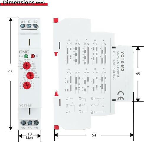 CNC YCT8-M2 16A مرحل مؤقت متعدد الوظائف مع 10 اختيارات للوظائف AC/DC 12V -220V مرحل تأخير الوقت 2 مرحلات التحكم في الإخراج DIN السكك الحديدية جبل الأتمتة الصناعية in Kuwait