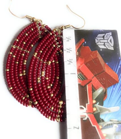 Alili Maroon And Gold Handmade Beaded Earrings Game Day Team Sports Handmade Beaded Bohemian Unique College Gift Graduation in Saudi Arabia