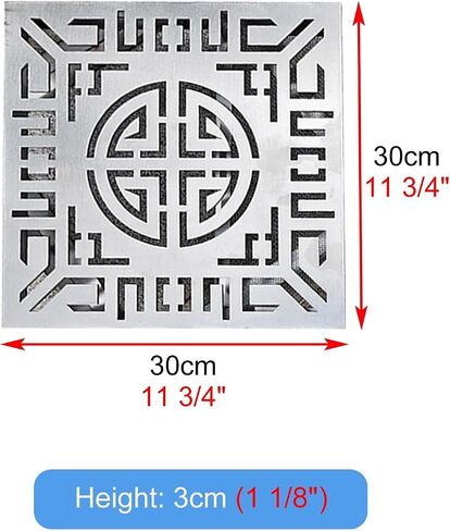304 Stainless Steel Drain Grate Strainer, Indoor & Outdoor Floor Cover, 30cm x 30cm (11.8" x 11.8"), Durable Drainage Solution for Yard & Bathroom in Kuwait