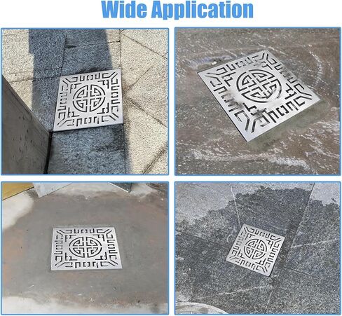 304 Stainless Steel Drain Grate Strainer, Indoor & Outdoor Floor Cover, 30cm x 30cm (11.8" x 11.8"), Durable Drainage Solution for Yard & Bathroom in Kuwait