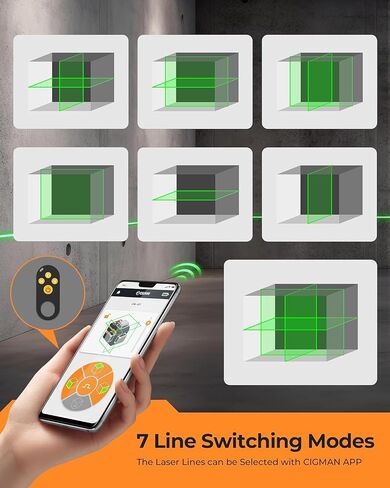 مستوى ليزر 3 × 360 درجة مع التحكم عن بعد والتطبيق، ليزر خط متقاطع ذاتي التسوية باللون الأخضر للبناء وتعليق الصور، خط عمودي/أفقي ثلاثي الأبعاد، حامل دوار مغناطيسي متضمن in Kuwait